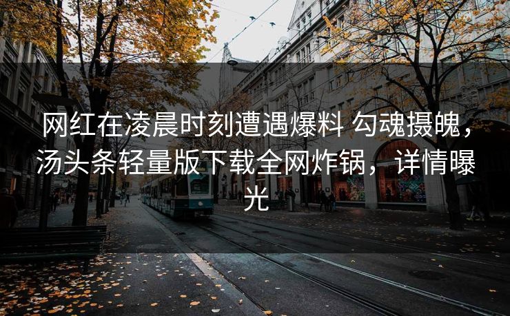 网红在凌晨时刻遭遇爆料 勾魂摄魄，汤头条轻量版下载全网炸锅，详情曝光