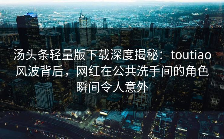 汤头条轻量版下载深度揭秘：toutiao风波背后，网红在公共洗手间的角色瞬间令人意外